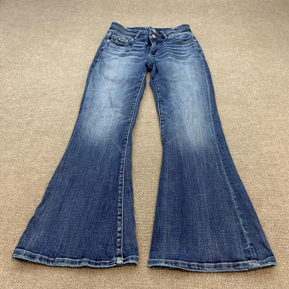 Buckle Black Fit No 53 Flare Jeans Womens 27x30 Blue Med Wash Mid Rise Stretch
